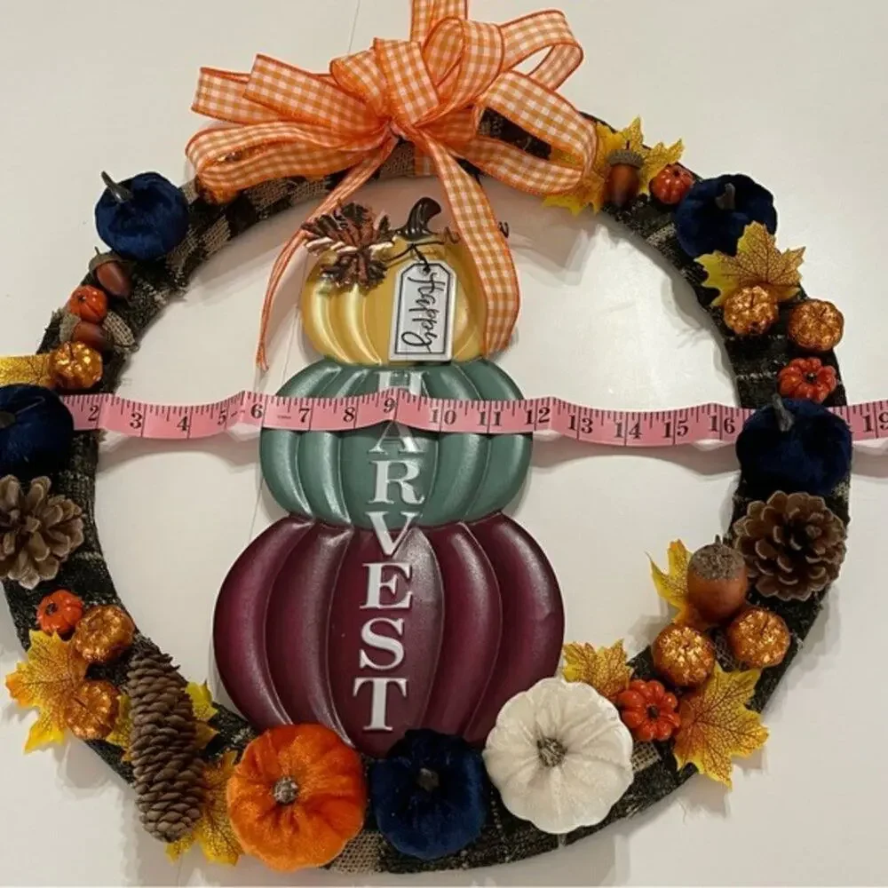 Happy Harvest Pumpkin Wreath Fall Autumn Decor 18